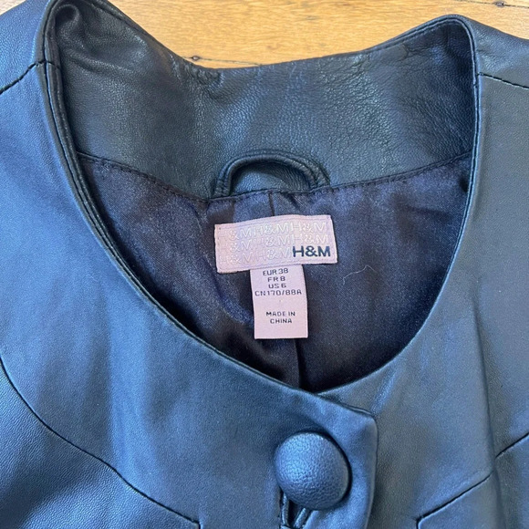 H+M Genuine Leather Button Up Coat | Size 6 - Picture 2 of 5